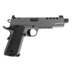 Tisas 10100557 1911 Night Stalker SF 9mm 5" 8+1 Platinum Grey W/ Threaded Barrel