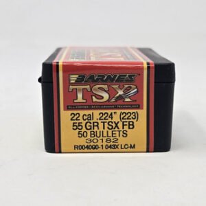 Barnes 22 Cal (.224 Dia) Reloading Bullets Copper TSX B30182 55 Grain Flat Base Hollow Point 50 Pieces