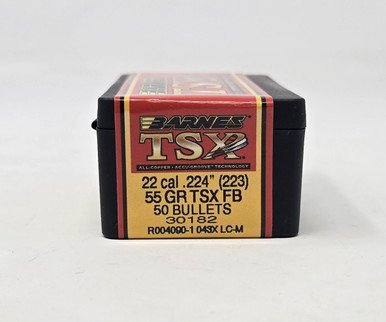 Barnes 22 Cal (.224 Dia) Reloading Bullets Copper TSX B30182 55 Grain Flat Base Hollow Point 50 Pieces