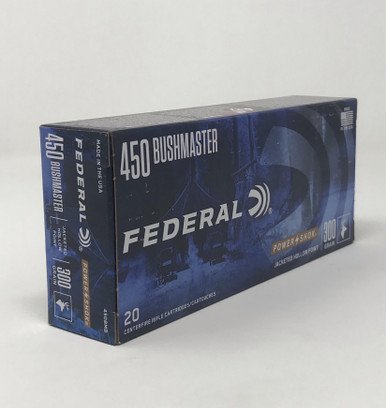 Federal 450 Bushmaster Ammunition Power Shok 450BMB 300 Grain Jacketed Hollow Point 20 Rounds