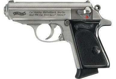 Walther 4796001 PPK .380ACP 3.3" 6+1 Stainless Steel/Black Grips
