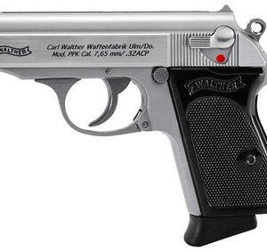 Walther 4796020 PPK .32 ACP 3.3" 6+1 Stainless Steel/Black Polymer Grips