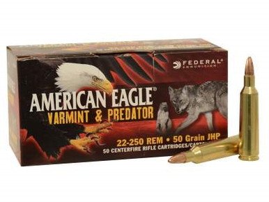 Federal 22-250 Ammunition AE2225050VP 50 Grain Jacketed Hollow Point 50 rounds