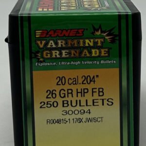 Barnes 20 Cal (.204 Dia) Reloading Bullets Varmint Grenade Copper B30094 26 Grain Frangible Hollow Point 250 Pieces