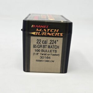 Barnes 22 Cal (.224 Dia) Reloading Bullets Match Burner B30164 85 Grain Boat Tail Hollow Point 100 Pieces