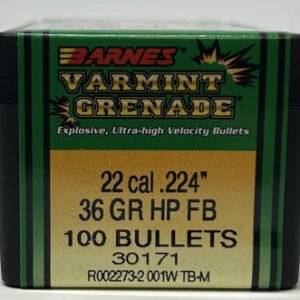 Barnes 22 Cal (.224 Dia) Reloading Bullets Varmint Grenade Copper B30171 36 Grain Frangible Hollow Point 100 Pieces