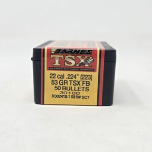 Barnes 22 Cal (.224 Dia) Reloading Bullets Copper TSX B30180 53 Grain Flat Base Hollow Point 50 Pieces
