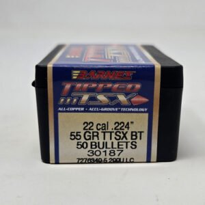 Barnes 22 Cal (.224 Dia) Reloading Bullets Copper TTSX B30187 55 Grain Boat Tail Ballistic Tip 50 Pieces