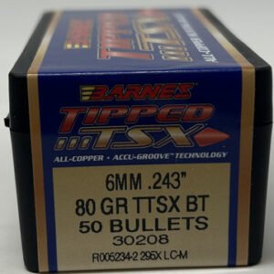 Barnes 6mm (.243 Dia) Reloading Bullets Copper TTSX B30208 80 Grain Boat Tail Ballistic Tip 50 Pieces