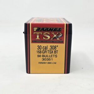 Barnes 30 Cal (.308 Dia) Reloading Bullets Copper TSX B30351 168 Grain Boat Tail Hollow Point 50 Pieces