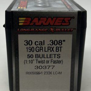 Barnes 30 Cal (.308 Dia) Reloading Bullets Copper LRX B30377 190 Grain Boat Tail Ballistic Tip 50 Pieces