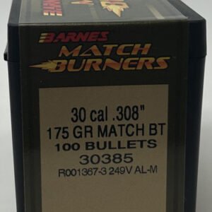 Barnes 30 Cal (.308 Dia) Reloading Bullets Match Burner B30385 175 Grain Boat Tail Hollow Point 100 Pieces