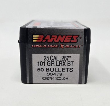 Barnes 25 Cal (.257 Dia) Reloading Bullets Copper LRX B30479 101 Grain Boat Tail Ballistic Tip 50 Pieces