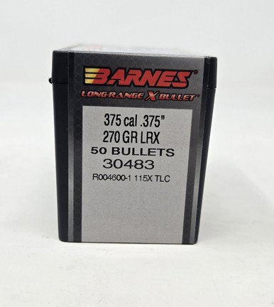 Barnes 375 Cal (.375 Dia) Reloading Bullets Copper LRX B30483 270 Grain Boat Tail Ballistic Tip 50 Pieces