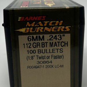 Barnes 6mm (.243 Dia) Reloading Bullets Match Burner B30864 112 Grain Boat Tail Hollow Point 100 Pieces