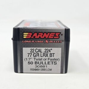 Barnes 22 Cal (.224 Dia) Reloading Bullets Copper LRX B30881 77 Grain Boat Tail Ballistic Tip 50 Pieces
