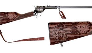 Heritage Manufacturing Rancher Carbine BR226B16HSWB15 .22LR 6 Rounds 16" Blued/Independence Day Engraved Walnut Stock w/ Leather Sling
