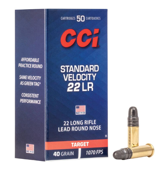Standard Velocity, 22 LR, 40 Grain, Lead Round Nose, 1070 fps
