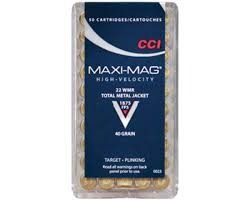 CCI 22 WMR Ammunition Maxi-Mag 0023 40 Grain Total Metal Jacket 50 Rounds