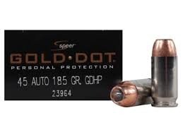 CCI Speer 45 Auto Ammunition CCI23964 Gold Dot 185 Grain Jacketed Hollow Point 20 rounds