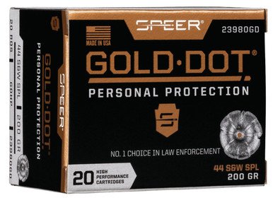 Speer 44 Special Ammunition Gold Dot 23980GD 200 Grain Gold Dot Hollow Point 20 Rounds