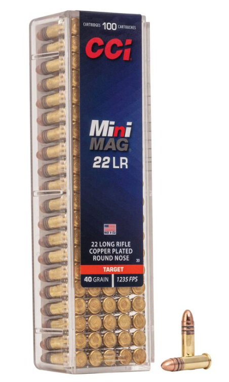 Target Mini-Mag, 22 LR, 40 Grain, Copper Plated Round Nose, 1235 fps
