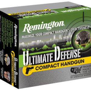 Remington 45 ACP Ammunition Ultimate Defense Compact CHD45APBN 230 Grain Brass Jacket Hollow Point 20 Rounds