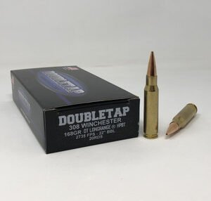 Double Tap 308 Winchester Ammunition 308W168HP 168 Grain Long Range Hollow Point Boat Tail 20 Rounds