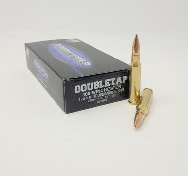 DoubleTap 308 Win Ammunition 308W175HP 175 Grain Hollow Point Boat Tail 20 Rounds