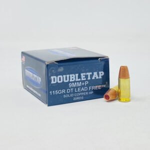 DoubleTap 9mm Luger +P Ammunition DTAP9MM115LFSCHP 115 Grain DT Lead Free Solid Copper Hollow Point 20 Rounds