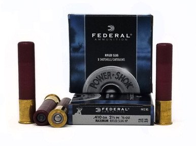 Federal 410 Bore Ammunition Power-Shok F412RS 2-1/2    Slug 1/4oz 1775fps 5 Rounds