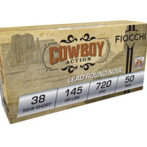 Fiocchi 38 S&W Short Ammunition Cowboy Action FI38SWSHL 145 Grain Lead Round Nose 50 rounds