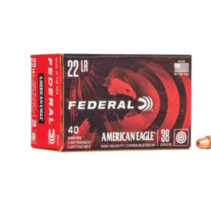 American Eagle Rimfire, 22 LR, 38 Grain, Copper Plated Hollow Point, 1260 fps