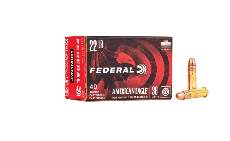 American Eagle Rimfire, 22 LR, 38 Grain, Copper Plated Hollow Point, 1260 fps