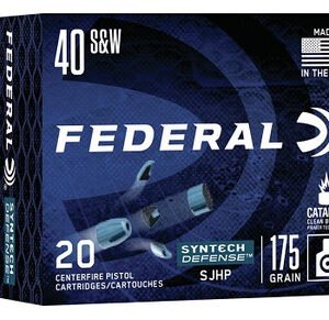 Federal 40 S&W Ammunition S40SJT1 175 Grain Syntech Hollow Point 20 Rounds