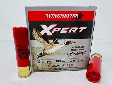 Winchester 12 Gauge Ammunition Xpert Waterfowl WEX12L2 3-1/2" #2 Steel Shot 1-3/8oz 1550fps 25 Rounds