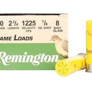Remington 20 Gauge Ammunition Game Load GL208 2-3/4" 7/8oz #8 25 rounds