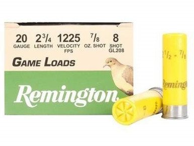 Remington 20 Gauge Ammunition Game Load GL208 2-3/4" 7/8oz #8 25 rounds
