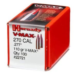 Hornady 270 Cal (.277 Dia) Reloading Bullets H22721 110 Grain V-Max With Cannelure 100 Pieces