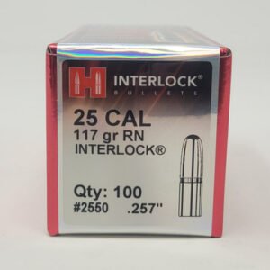 Hornady 25 Cal (.257 Dia) Reloading Bullets H2550 117 Grain Interlock RN Soft Point 100 Pieces