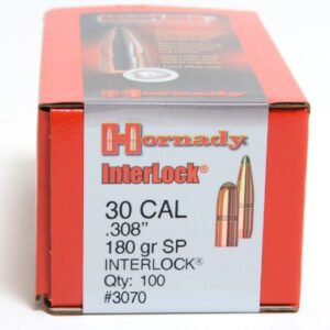 Hornady 30 Cal (.308 Dia) Reloading Bullets H3070 180 Grain Interlock Soft Point 100 Pieces
