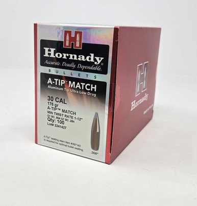 Hornady 30 Cal (.308 Dia) Reloading Bullets H30717 176 Grain A-Tip Match 100 Pieces