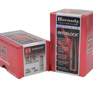 Hornady 30 Cal (.308 Dia) Reloading Bullets H3075 180 Grain Interlock Round Nose Soft Point 100 Pieces