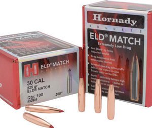 Hornady 30 Cal (.308 Dia) Reloading Bullets 225 Grain 30904 ELD Match 100 Pieces
