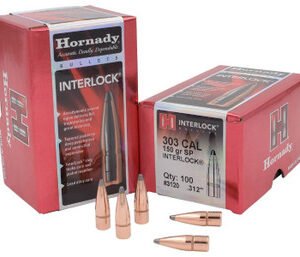 Hornady 303 Cal (.312 Dia) Reloading Bullets H3120 150 Grain Interlock Soft Point 100 Pieces