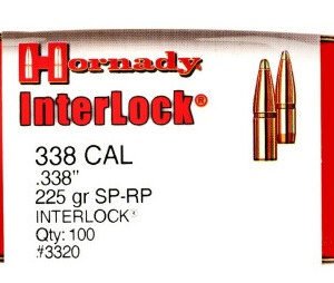 Hornady 338 Cal (.338 Dia) Reloading Bullets H3320 225 Grain Interlock Soft Point 100 Pieces