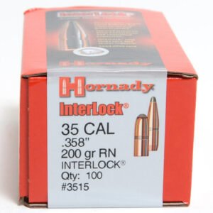 Hornady 35 Cal (.358 Dia) Reloading Bullets H3515 200 Grain Interlock Round Nose Soft Point 100 Pieces