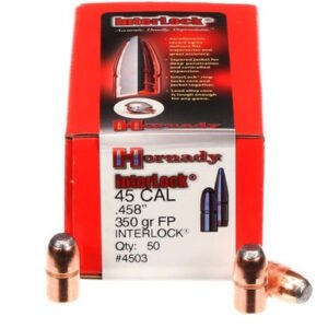 Hornady 45 Cal (.458 Dia) Reloading Bullets H4503 350 Grain Interlock Flat Soft Point 50 Pieces