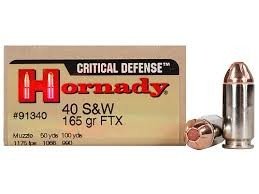 Hornady Critical Defense 40 S&W, 165 gr, FTX, H91340, 20 rounds