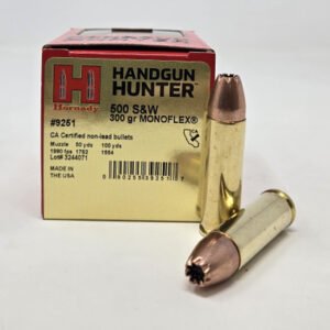 Hornady 500 S&W Ammunition Handgun Hunter H9251 300 Grain Monoflex Hollow Point 20 Rounds